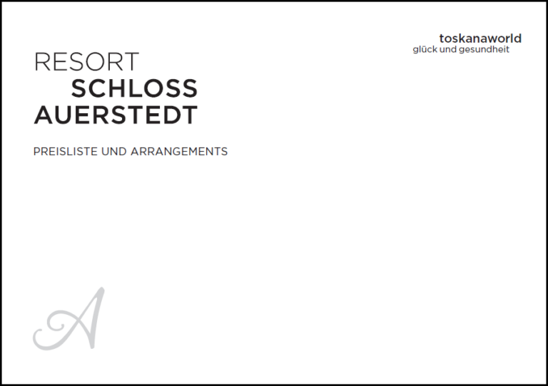 Cover der Preiseliste für das Resort Schloss Auerstedt